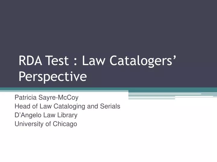 rda test law catalogers perspective