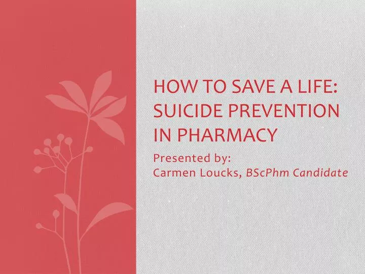 how to save a life suicide prevention in pharmacy