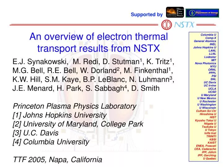 an overview of electron thermal transport results from nstx