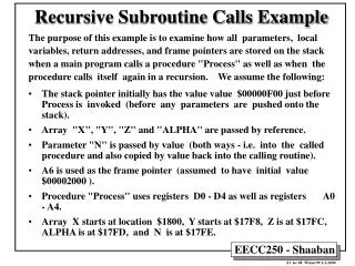 Recursive Subroutine Calls Example