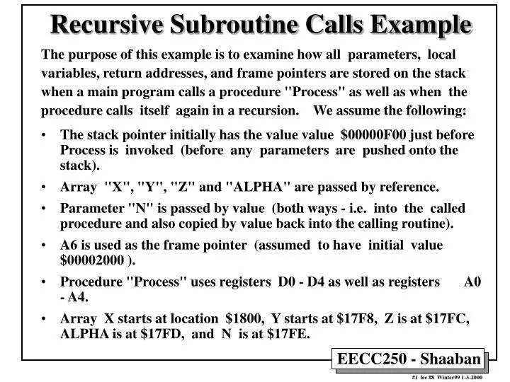 recursive subroutine calls example