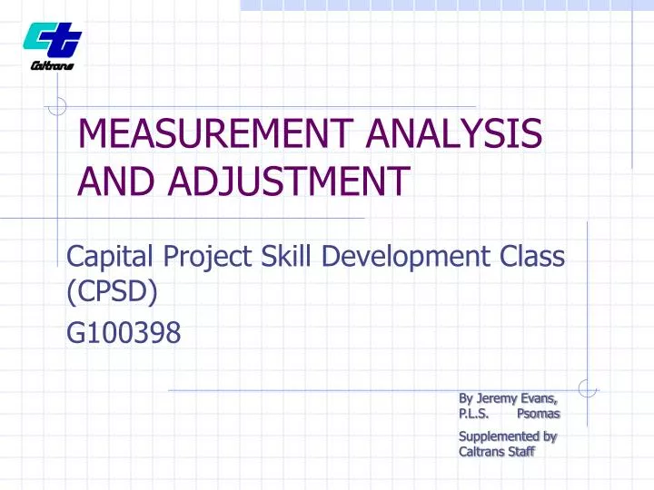 measurement analysis and adjustment