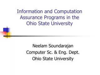 Information and Computation Assurance Programs in the Ohio State University