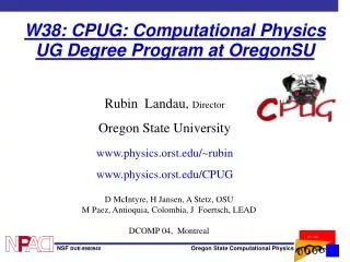 W38: CPUG: Computational Physics UG Degree Program at OregonSU