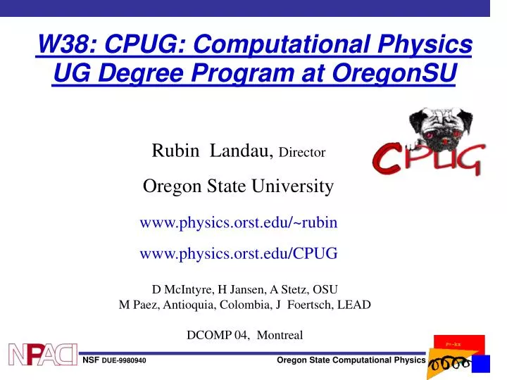 w38 cpug computational physics ug degree program at oregonsu