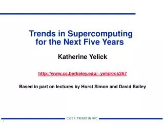 Trends in Supercomputing for the Next Five Years