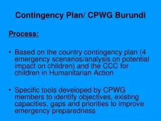 Contingency Plan/ CPWG Burundi