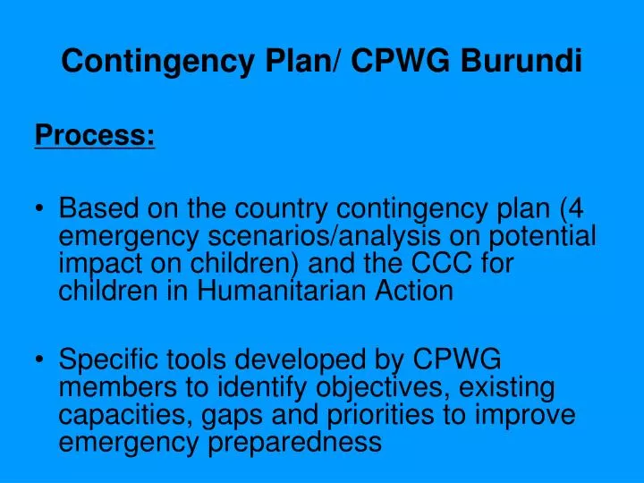 contingency plan cpwg burundi