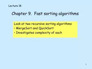 Chapter 9. Fast sorting algorithms
