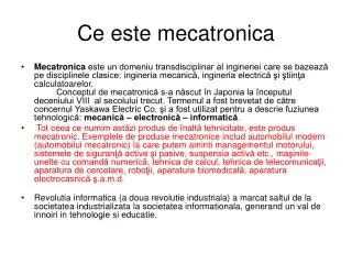 Ce este mecatronica