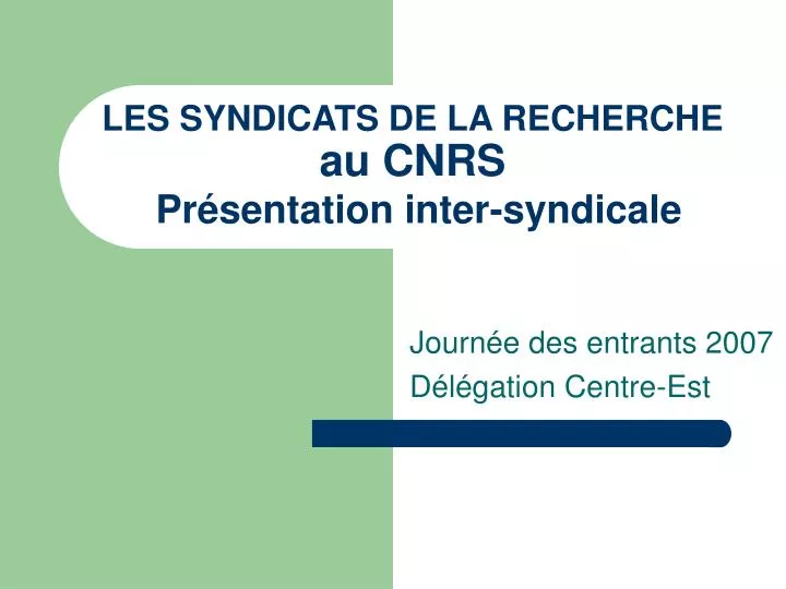 les syndicats de la recherche au cnrs pr sentation inter syndicale