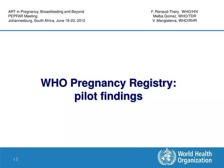 who pregnancy registry pilot findings