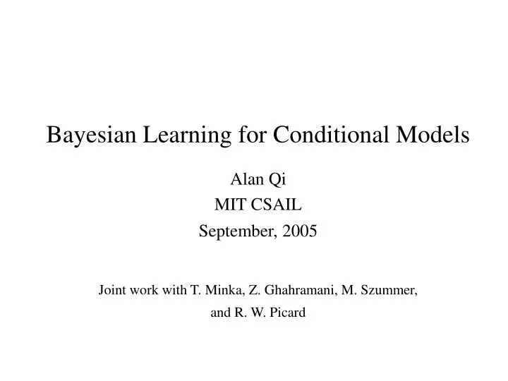 bayesian learning for conditional models