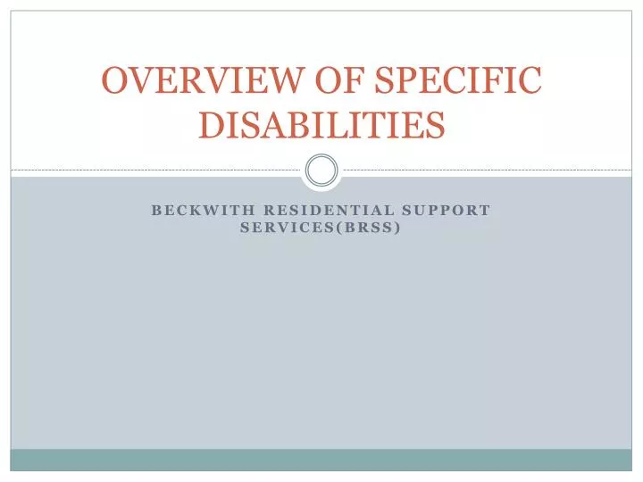overview of specific disabilities