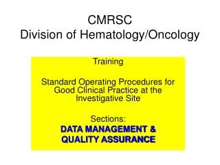 CMRSC Division of Hematology/Oncology