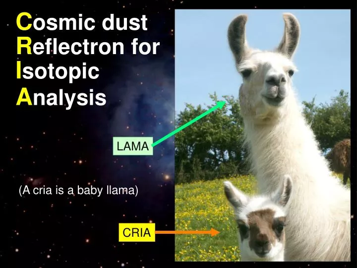 c osmic dust r eflectron for i sotopic a nalysis