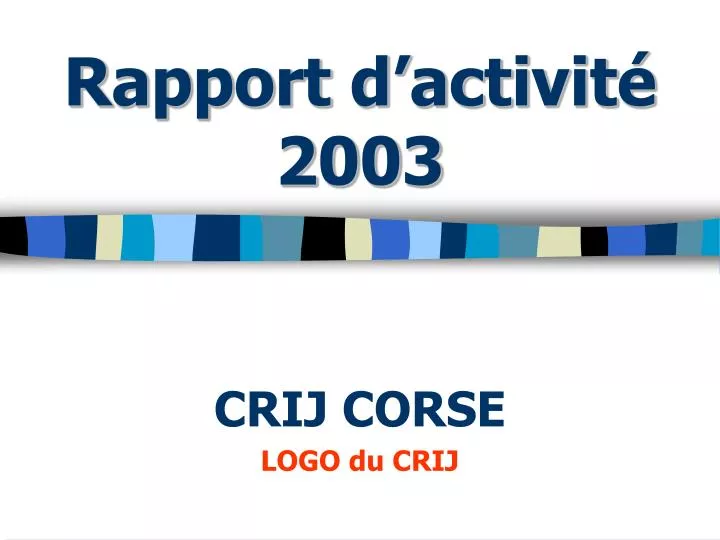 rapport d activit 2003