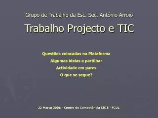trabalho projecto e tic