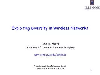 Exploiting Diversity in Wireless Networks