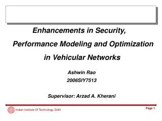 Enhancements in Security, Performance Modeling and Optimization in Vehicular Networks