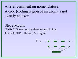 A brief comment on nomenclature. A croe (coding region of an exon) is not exactly an exon