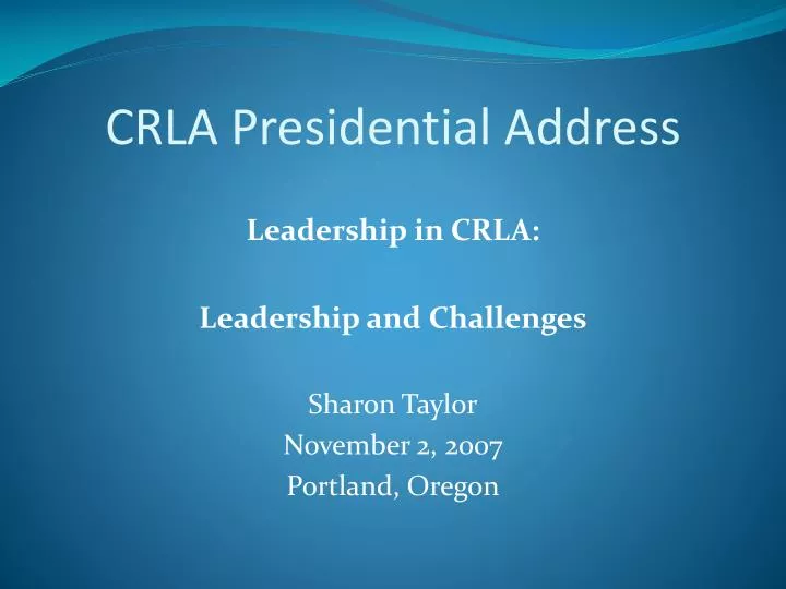 crla presidential address