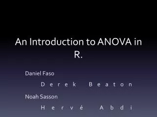 An Introduction to ANOVA in R.