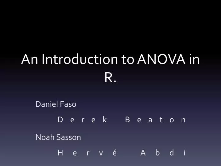 an introduction to anova in r