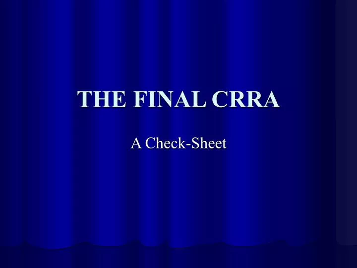 the final crra