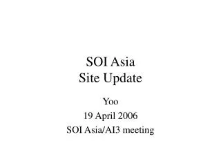 SOI Asia Site Update