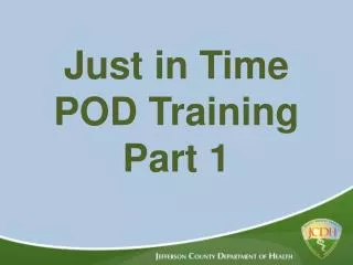 Just in Time POD Training Part 1