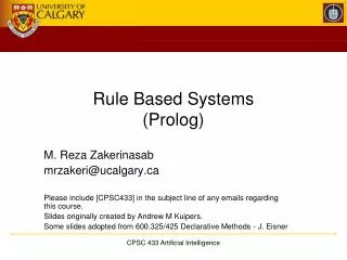 Rule Based Systems (Prolog)