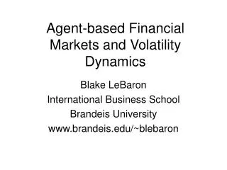 Agent-based Financial Markets and Volatility Dynamics