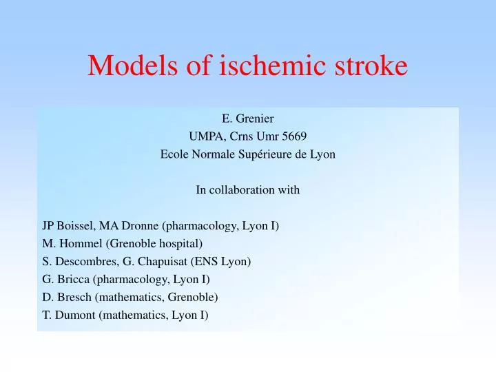 models of ischemic stroke