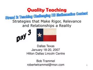 Quality Teaching Strategies that Make Rigor, Relevance and Relationships a Reality