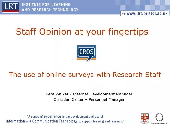 the use of online surveys with research staff