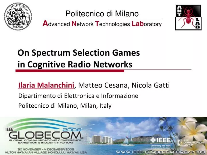 on spectrum selection games in cognitive radio networks