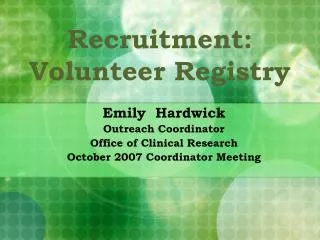 Recruitment: Volunteer Registry