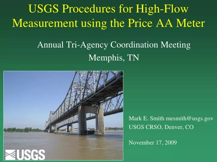 usgs procedures for high flow measurement using the price aa meter