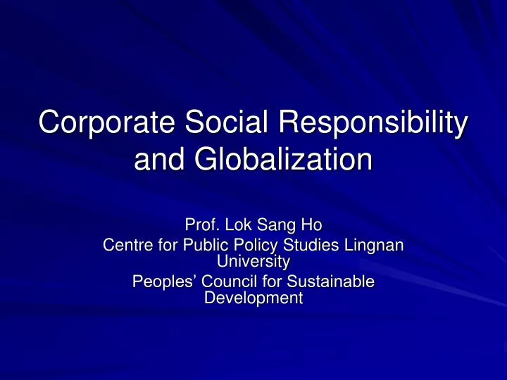 corporate social responsibility and globalization