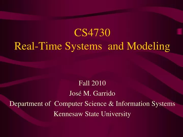 cs4730 real time systems and modeling