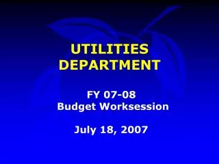 UTILITIES DEPARTMENT