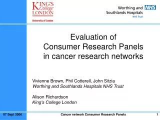 Evaluation of Consumer Research Panels in cancer research networks