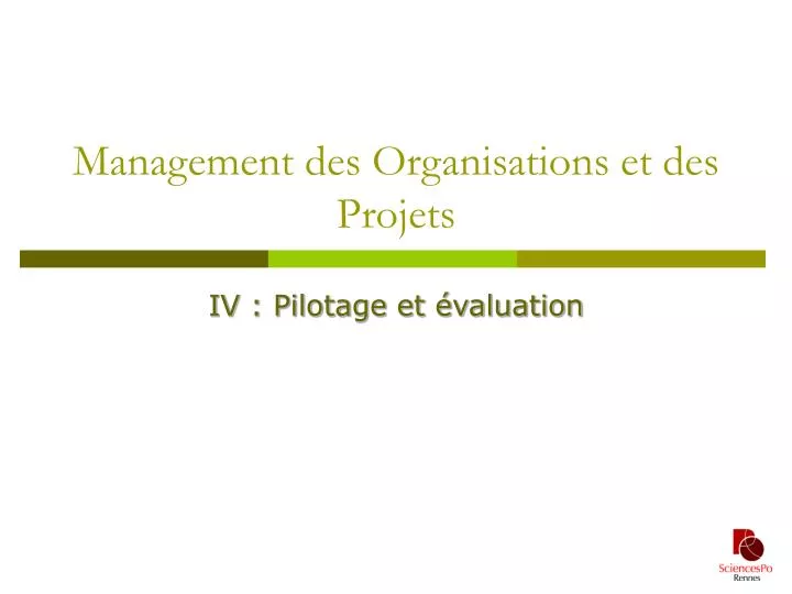 management des organisations et des projets