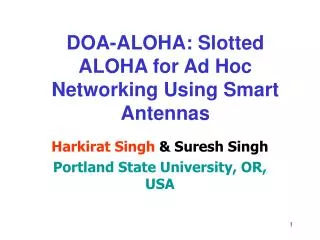DOA-ALOHA: Slotted ALOHA for Ad Hoc Networking Using Smart Antennas