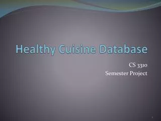 Healthy Cuisine Database