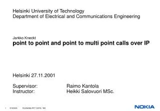 Helsinki University of Technology Department of Electrical and Communications Engineering