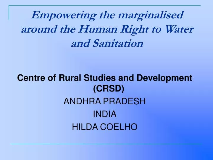 empowering the marginalised around the human right to water and sanitation
