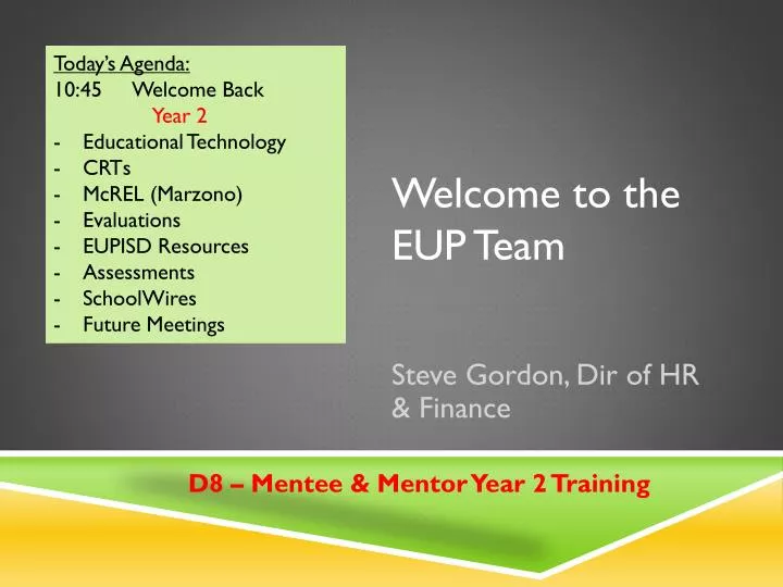 welcome to the eup team
