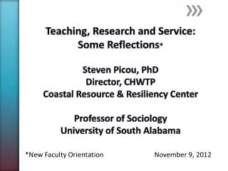 *New Faculty Orientation		 November 9, 2012